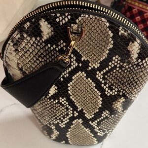 CAbi Black and Cream Snakeskin Cosmetic Bag